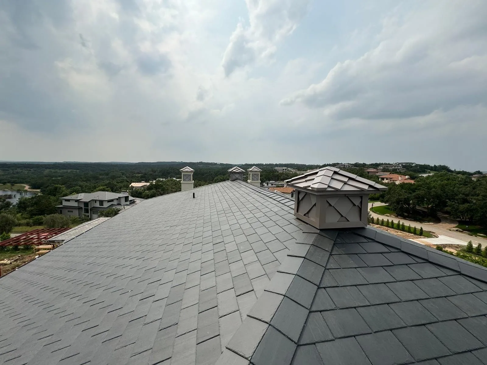 Residential roof with multiple peaks